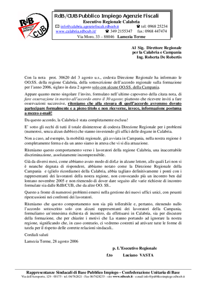 Unione Sindacale di Base: DRD DOGANE: ENNESIMA DIFFIDA